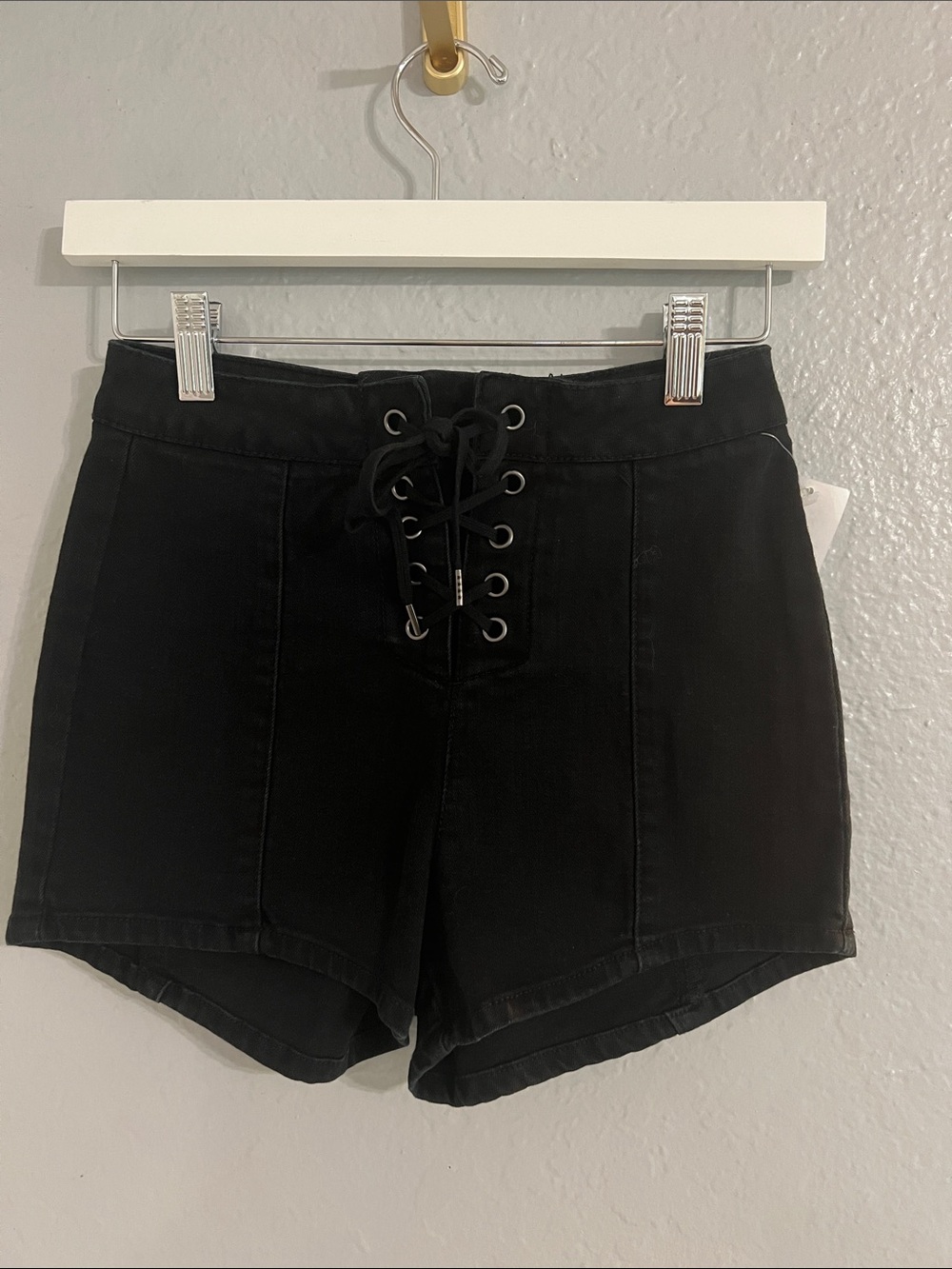 Amuse Society Black High-Waist Lacei-Up Shorts
